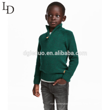 Nouveau design enfants vêtements vert kid pull pull col haut garçon